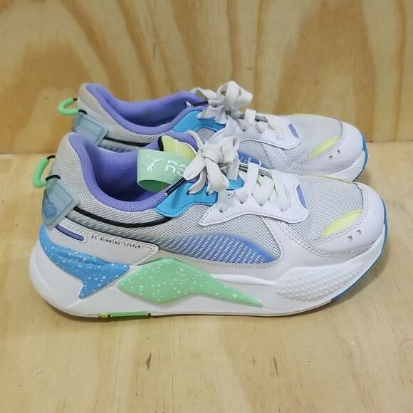 Puma RS-X Airbrush Jr White/Blue/Yellow/Elektro Green Mens sz 6.5 , Wmn's sz 8 - Picture 1 of 8